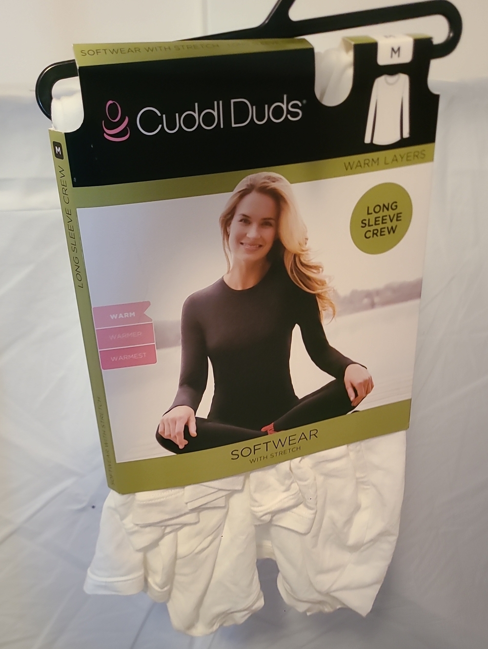 Cuddl Duds Women's Long Sleeve Crew Top - Black and White